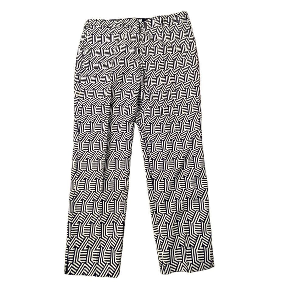 Navy/white Boden 12R geometric cotton pants EUC